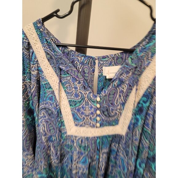 Anthropologie Lissa Boho Blue Printed Dress Romper Size M - Picture 3 of 9